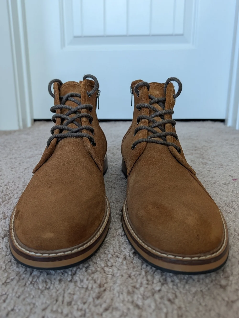 Crevo Mens Chestnut Brown Leather Kelston Zip Up Chukka Ankle Boots Size 11.5